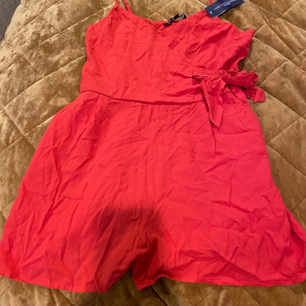 Coral Romper with side tie!!